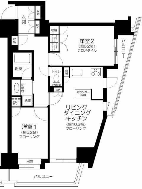 アクティヴュー新宿(2LDK/12階)の間取り写真