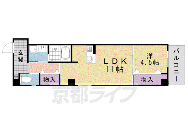 MEZZO御池(1LDK/3階)の間取り写真