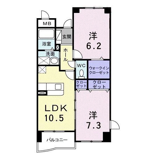 ハイツシンフォニー(2LDK/3階)の間取り写真