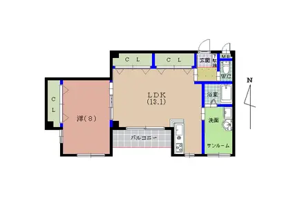 トランキル(1LDK/2階)の間取り写真