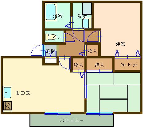 朝日コーポ(2LDK/2階)の間取り写真