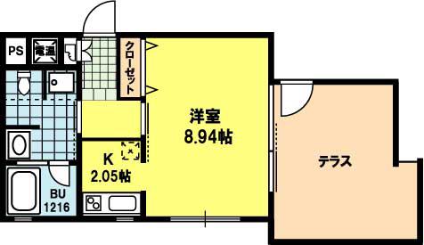 RARA CASA(1K/1階)の間取り写真