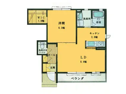 カーサフォリオII(1LDK/1階)の間取り写真