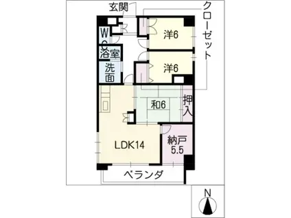 ヴィアーレマルフク南館(3LDK/1階)の間取り写真