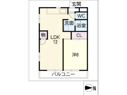 ヒルズMY(1LDK/4階)の間取り写真