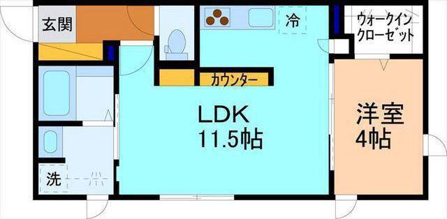 インテグラル大手町(1LDK/1階)の間取り写真