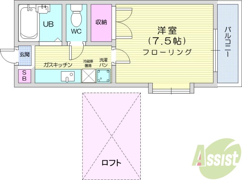 ラ・シャンブルクレールⅡ(1K/2階)の間取り写真