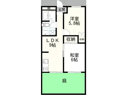 パークサイド前田 1号館(2LDK/3階)の間取り写真