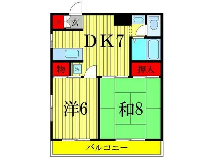 ハイツタナカ第Ⅱ(2DK/3階)の間取り写真