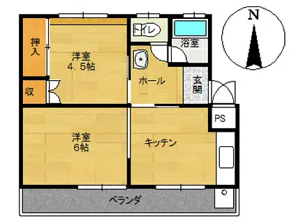 コーポ笠原(2DK/2階)の間取り写真