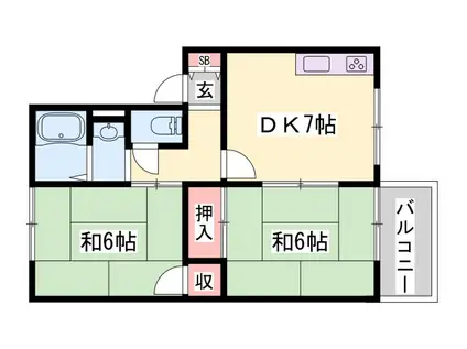 コーポシティ(2DK/2階)の間取り写真