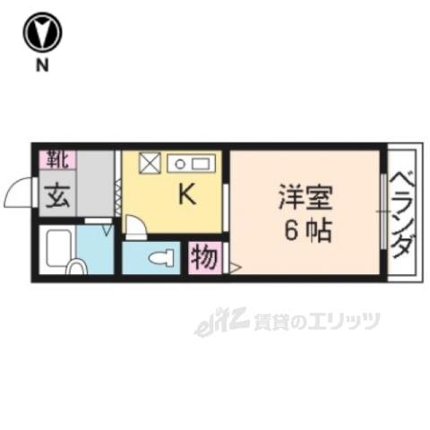 衣笠ハイツ(1K/3階)の間取り写真