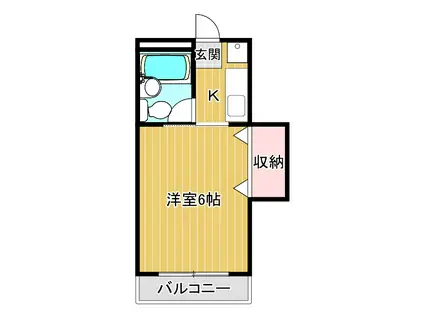 オーベルジュII(1K/3階)の間取り写真