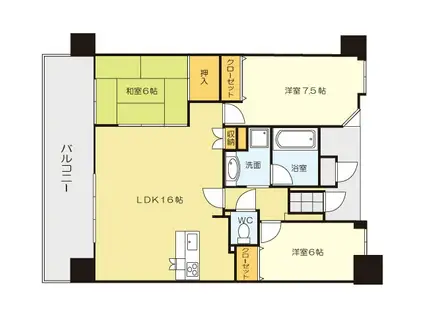 エイルマンション香春口ロゼア(3LDK/14階)の間取り写真
