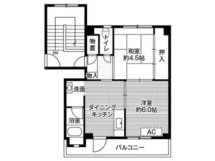 ビレッジハウス中新田1号棟(2DK/3階)の間取り写真