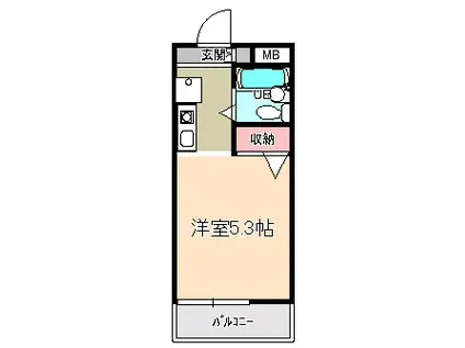 スカイハイム松井(ワンルーム/2階)の間取り写真