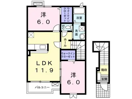 レセンテ・E弐番館(2LDK/2階)の間取り写真