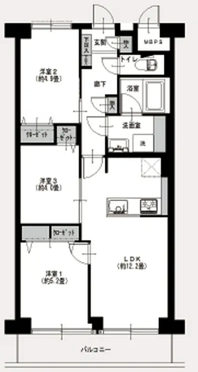 洋伸東大島マンション 1階階 間取り