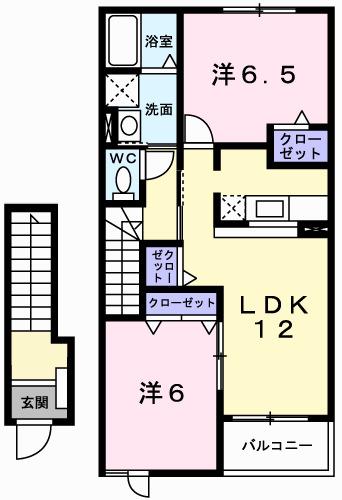 メゾンプラースII(2LDK/2階)の間取り写真