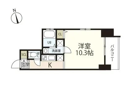 S-RESIDENCE国泰寺町二丁目(1K/9階)の間取り写真