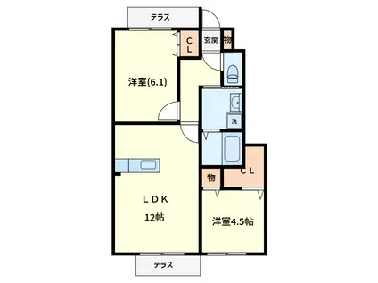 ＪＲ京浜東北線 南浦和駅 徒歩27分 2階建 築13年(2LDK/1階)の間取り写真