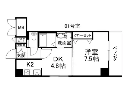 TKM KOHAMA(1DK/5階)の間取り写真