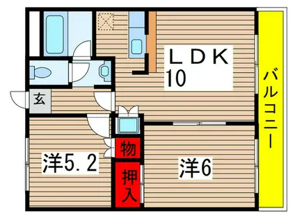 メゾン高栄 E棟(2LDK/2階)の間取り写真