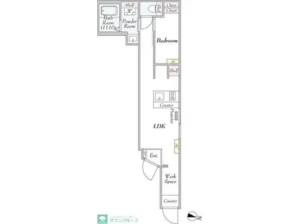 GRADO NISHI-NIPPORI(1LDK/1階)の間取り写真