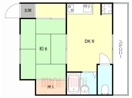 ながすダンダンハウス(1DK/5階)の間取り写真