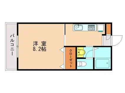 オークヒルハイツ(1K/2階)の間取り写真