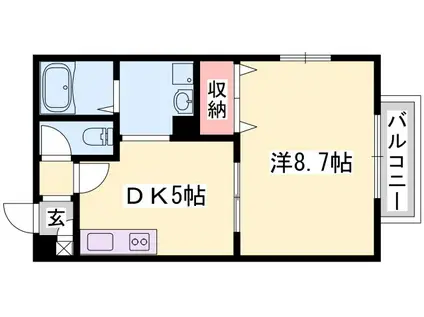 パセオ新在家(1DK/1階)の間取り写真