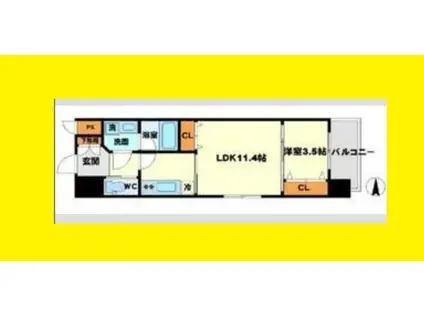 フレンシアノイエ江坂(1LDK/4階)の間取り写真