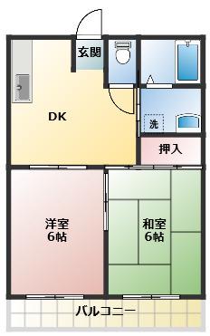 カーサ AOKI(2DK/2階)の間取り写真