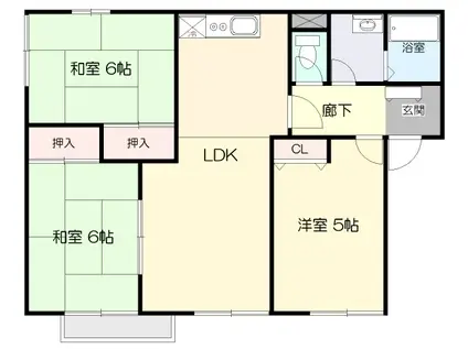 グリーンビレッジ天昌寺B棟(3LDK/1階)の間取り写真