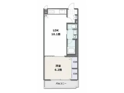 ピアコートB(1LDK/1階)の間取り写真
