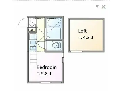 KSヒルズ上大岡(ワンルーム/2階)の間取り写真