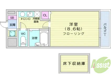 ルーメスト原町(1K/2階)の間取り写真