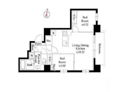 グランパセオ押上(2LDK/3階)の間取り写真