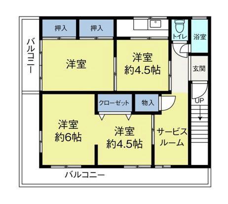 Jシーダ(4SK/3階)の間取り写真