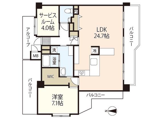 アーバンコート己斐本町(2LDK/13階)の間取り写真