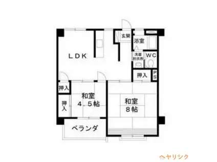 若杉ビル(2LDK/4階)の間取り写真