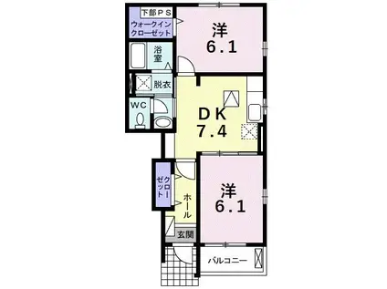 サンライズ(2DK/1階)の間取り写真