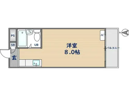 瓢箪山ハイツ(ワンルーム/4階)の間取り写真