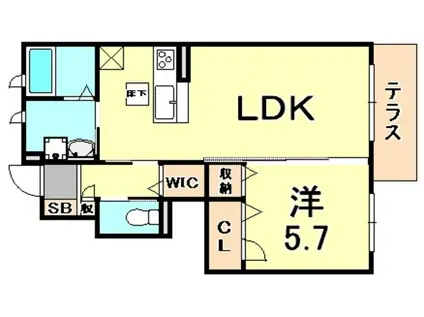 シャーメゾン甲南山手II(1LDK/1階)の間取り写真