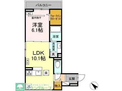 D PAINA 菅馬場2B(1LDK/1階)の間取り写真