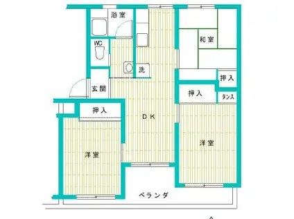 岩園サニーハイツA棟(3LDK/4階)の間取り写真