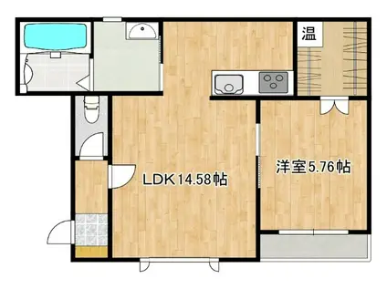 ハルコマリーフB(1LDK/1階)の間取り写真