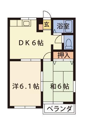 セゾンハイツD(2DK/2階)の間取り写真