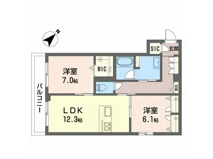 グランメゾン高師浜(2LDK/3階)の間取り写真