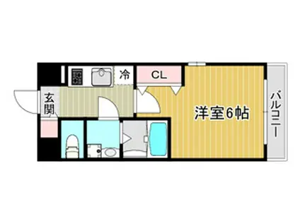 エスリードレジデンス大阪福島シティスクエア(1K/2階)の間取り写真